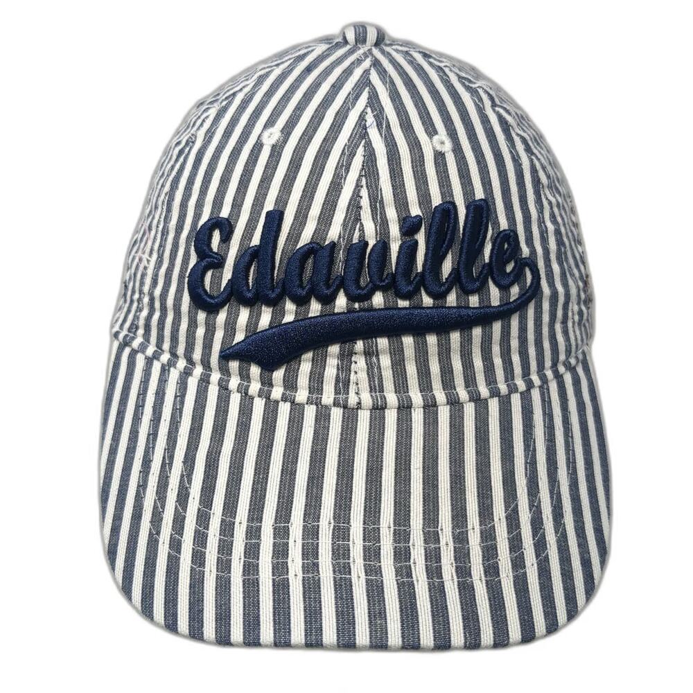Lucky 7 USA Edaville Baseball Cap Blue White Striped OSFM Train Locomotive Hat